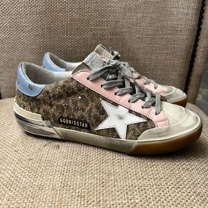 Golden goose super star beige pearl pink cheetah 37 7/7.5